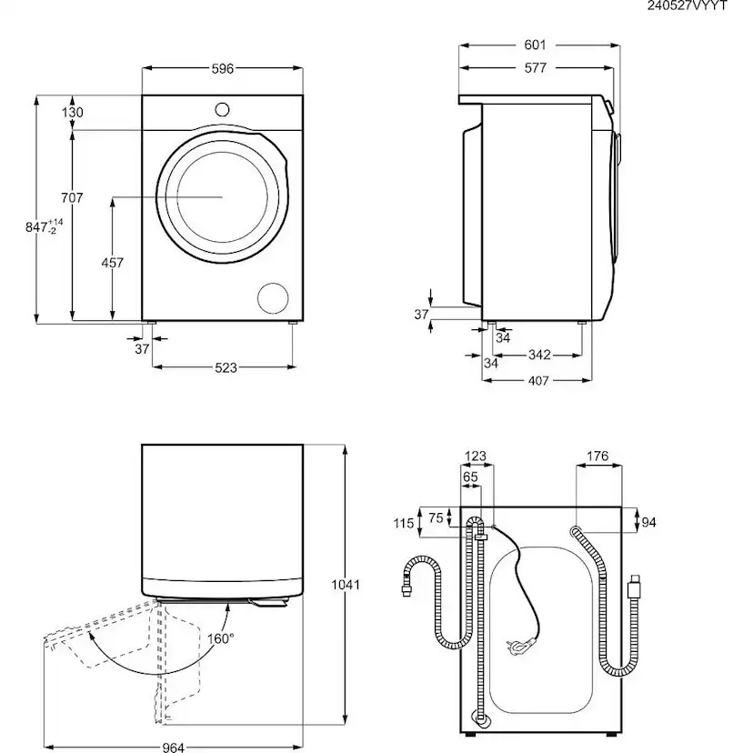 Frontmatad Tvättmaskin AEG LR722G86A ProSteam 7000 Vit