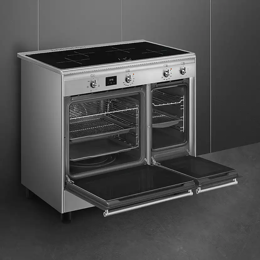 Induktionsspis Smeg - CX92IM, Rostfri med Dubbelugn