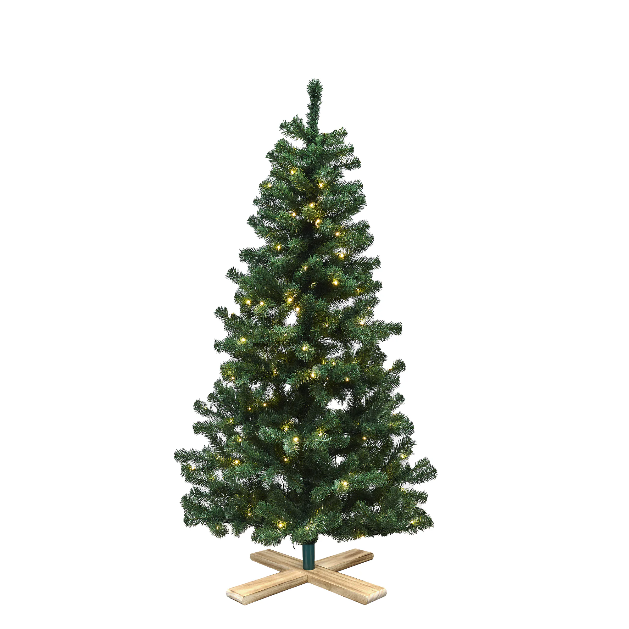 Plastgran Nordic Winter Konstgjord Julgran Alex med LED-Belysning och Träfot