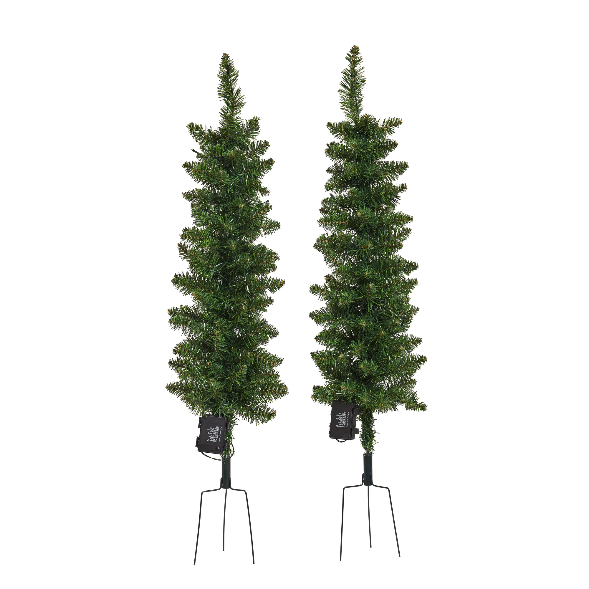 Plastgran Nordic Winter Julgransset med 2 st Granar med LED-Belysning och Jordspett Utomhus