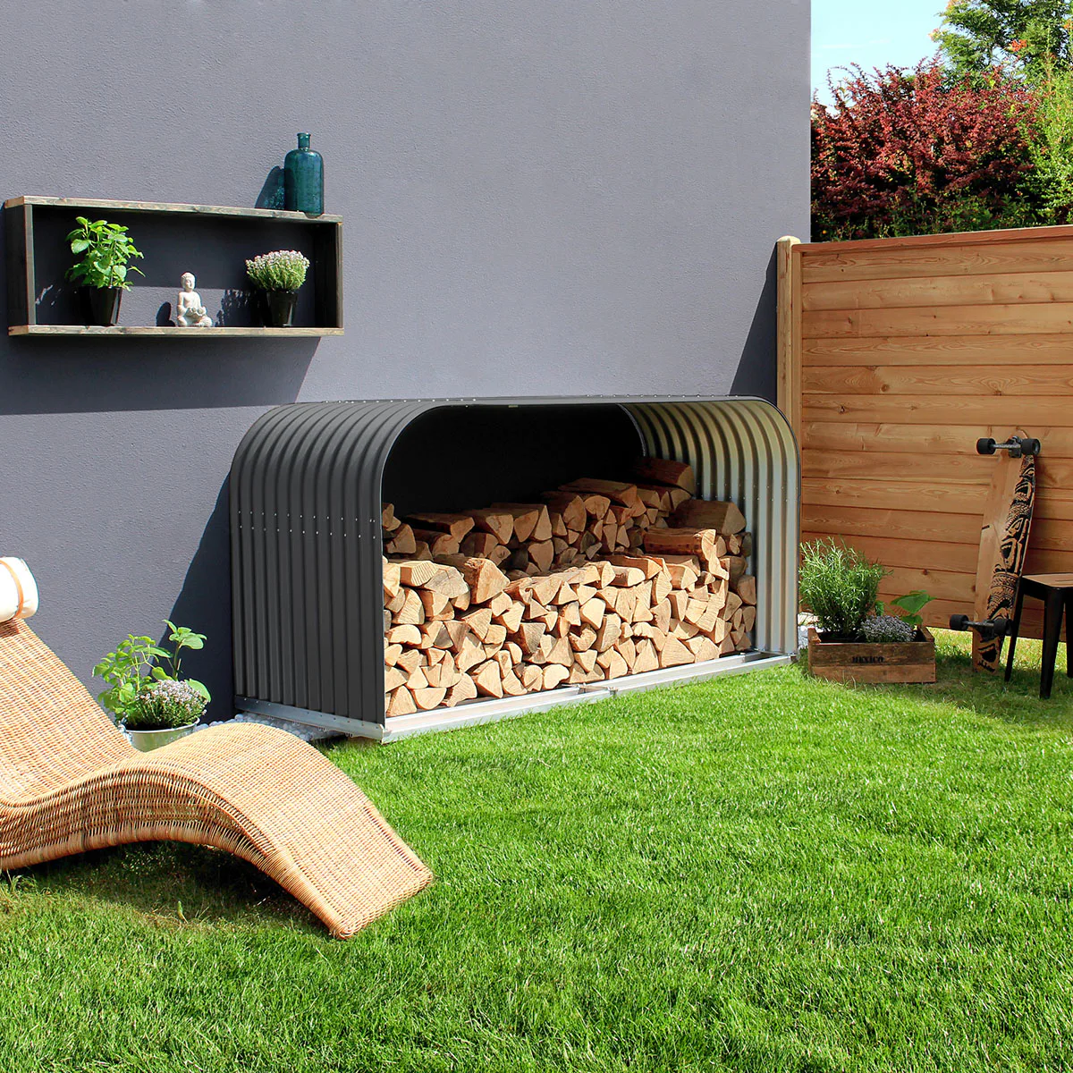 Vedskjul Vitavia 1,8 m³ FWS 858 i Stål & Antracit