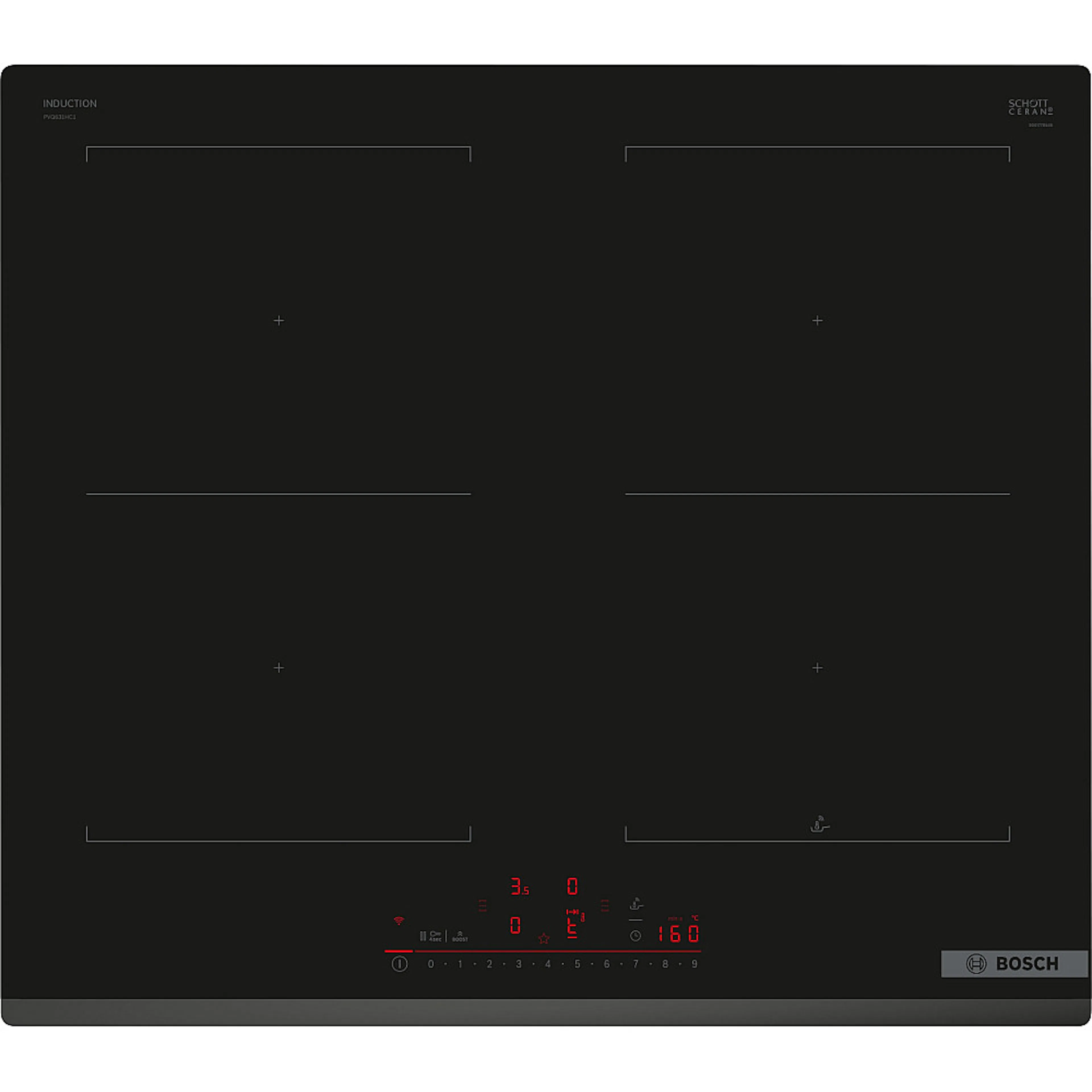 Induktionshäll Bosch Serie 6 PVQ631HC1E Svart 60cm Automatisk Fläkt