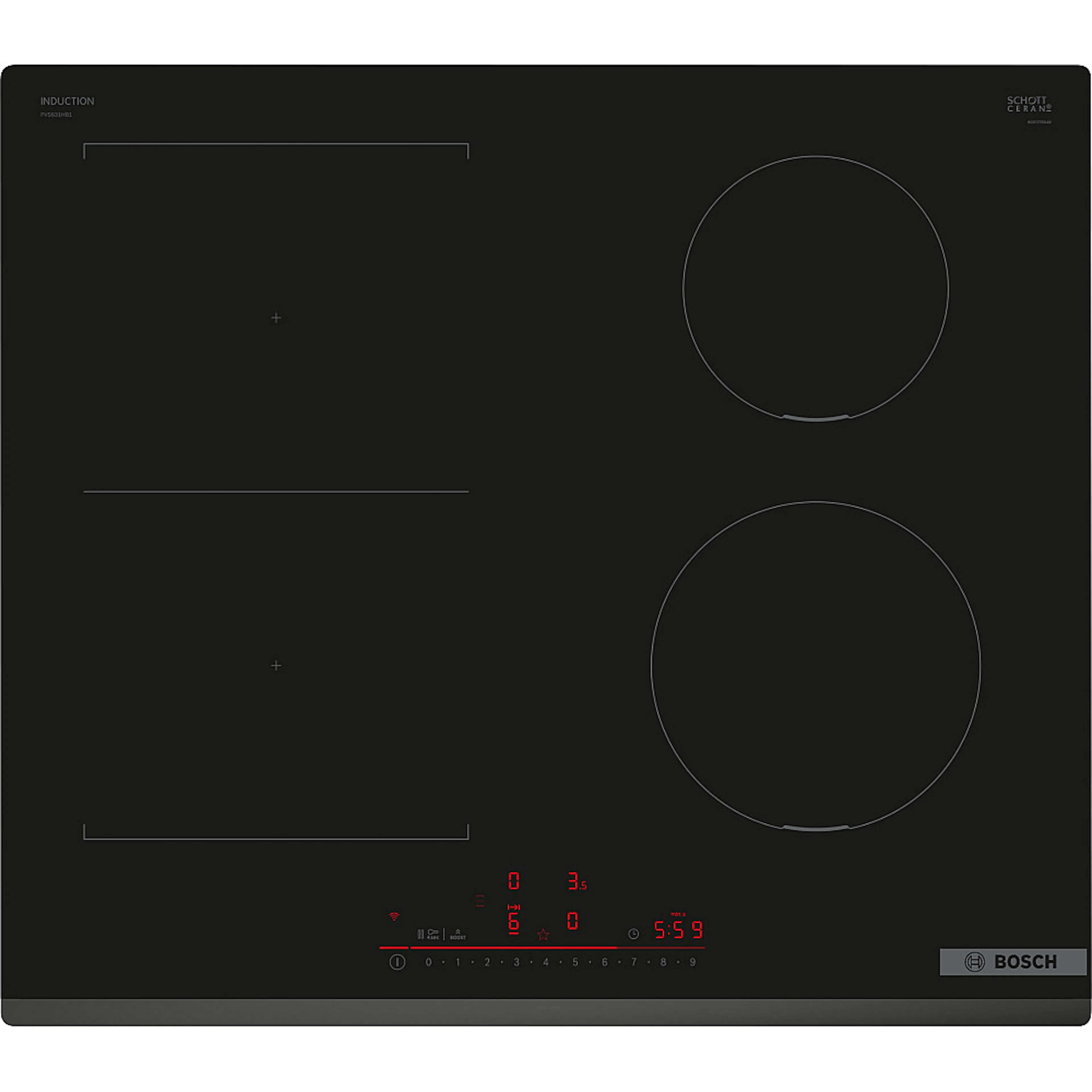 Induktionshäll Bosch Serie 6 PVS631HB1E Svart Automatisk Fläkt