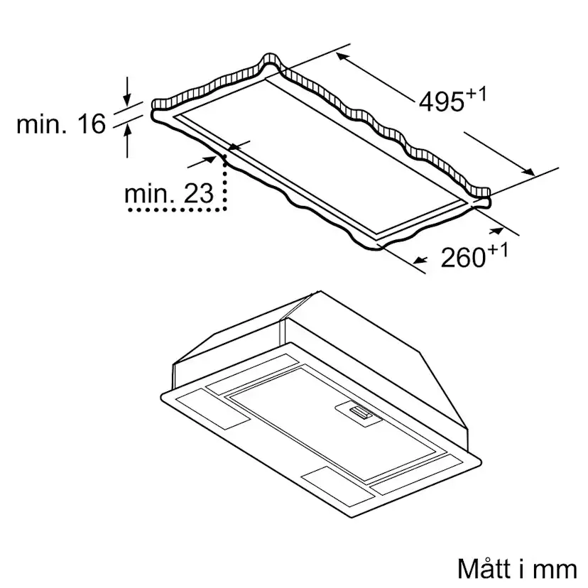 Inbyggnadsfläkt för Skåp eller Kåpa Bosch DLN53AA70 Serie 2 Rostfri