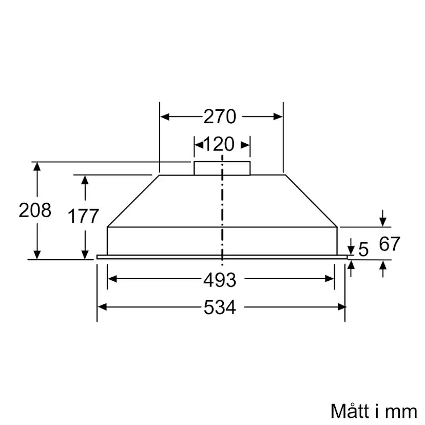 Inbyggnadsfläkt för Skåp eller Kåpa Bosch DLN53AA70 Serie 2 Rostfri