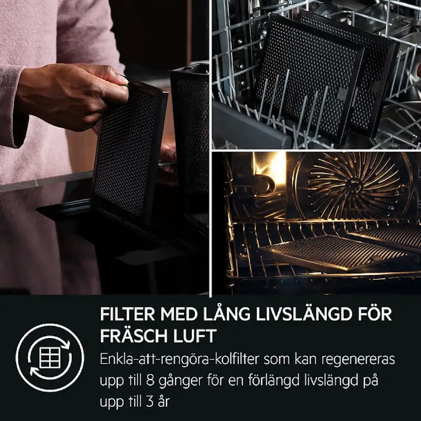 Induktionshäll AEG GCH74B01CB med Integrerad Fläkt Med Automatisk Styrning
