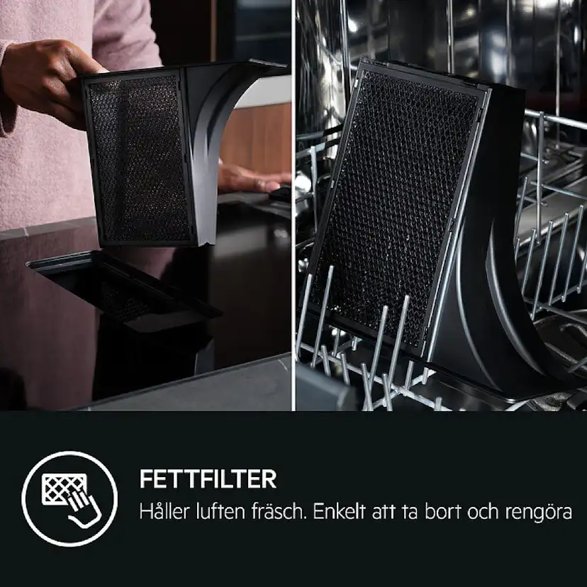 Induktionshäll AEG GCH74B01CB med Integrerad Fläkt Med Automatisk Styrning