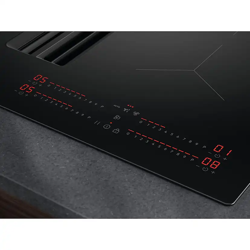 Induktionshäll AEG GCH74B01CB med Integrerad Fläkt Med Automatisk Styrning