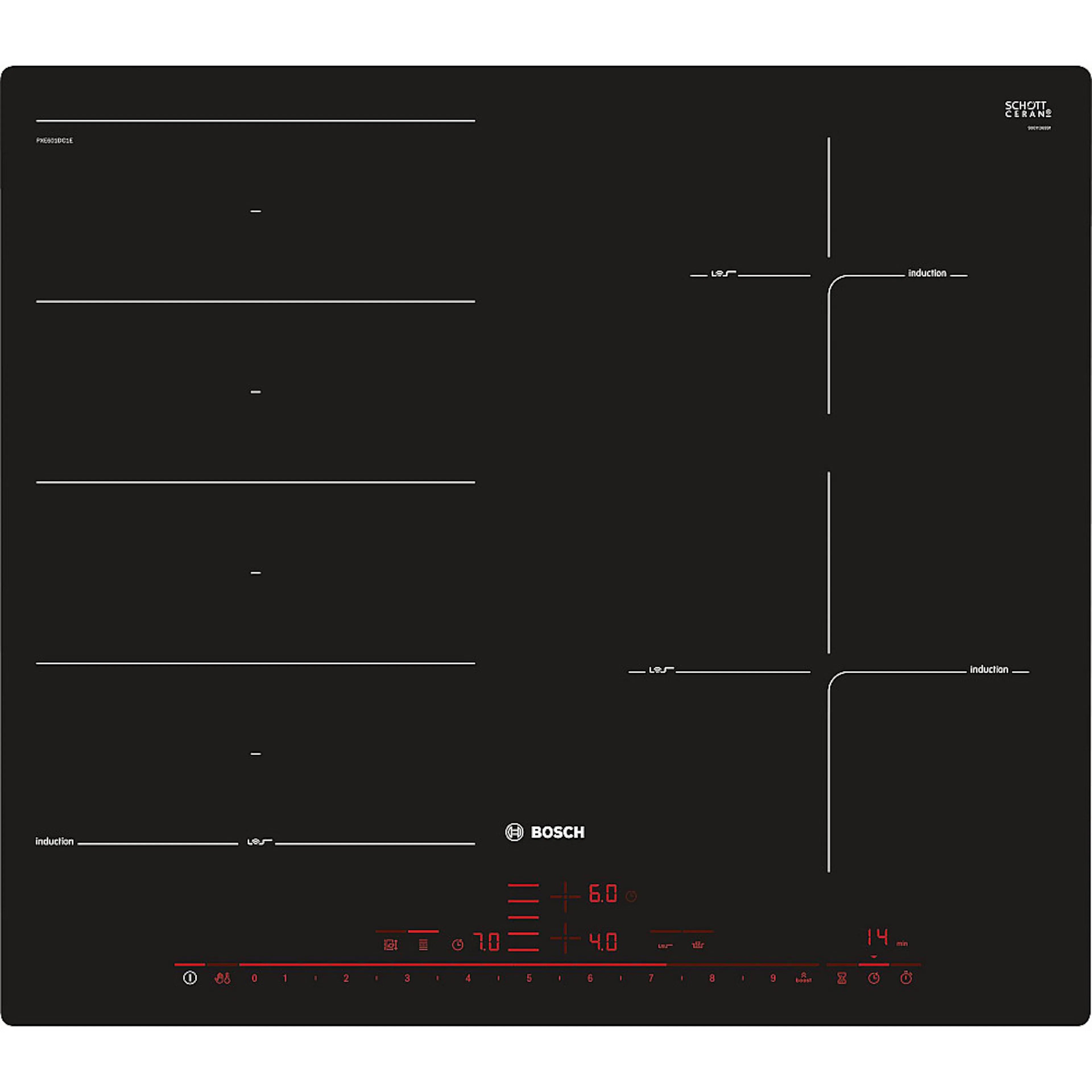 Induktionshäll Bosch Serie 8 PXE601DC1E med PerfectFry-Sensor