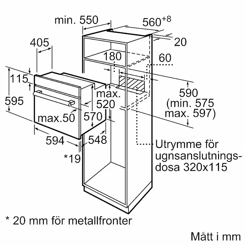 Inbyggnadsugn Siemens iQ100 HB010FBR1S Rostfri med Jämn Värmespridning