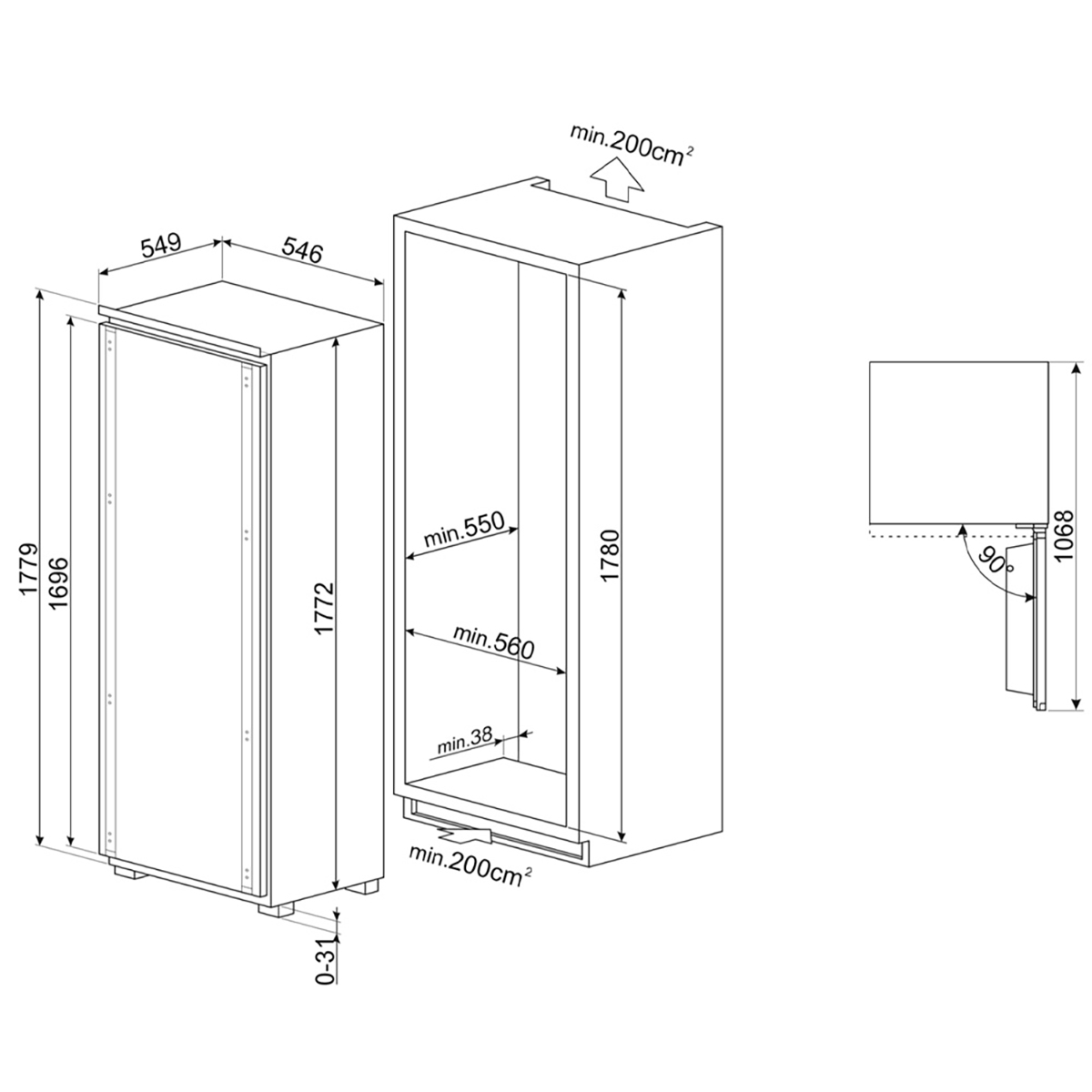 Integrerat Kylskåp Smeg S9L1741D