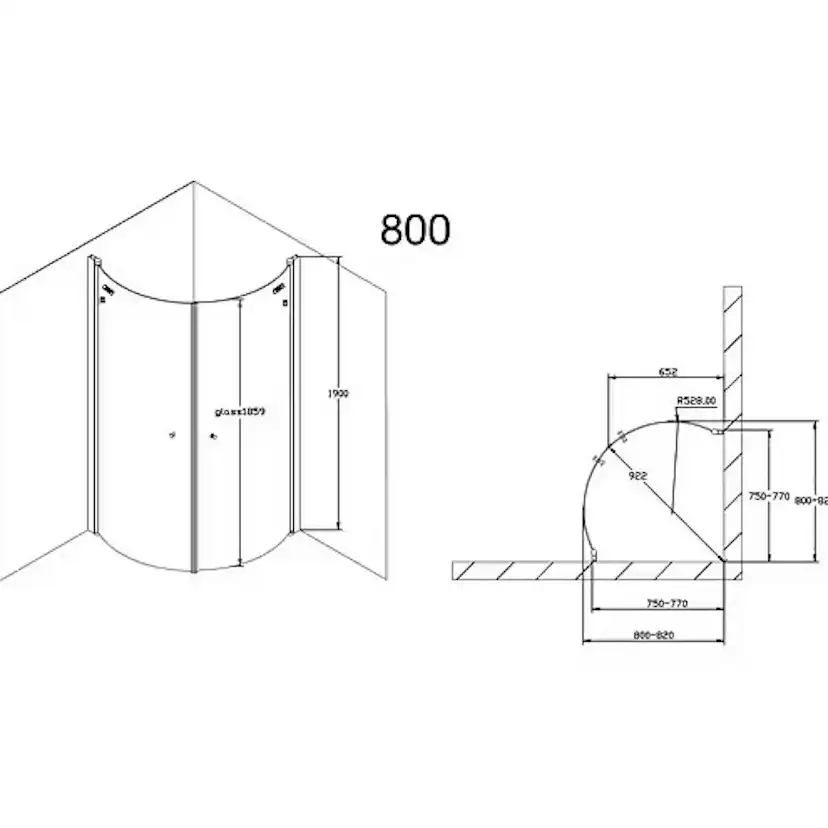 Duschhörn Arrow Basic Round Klarglas