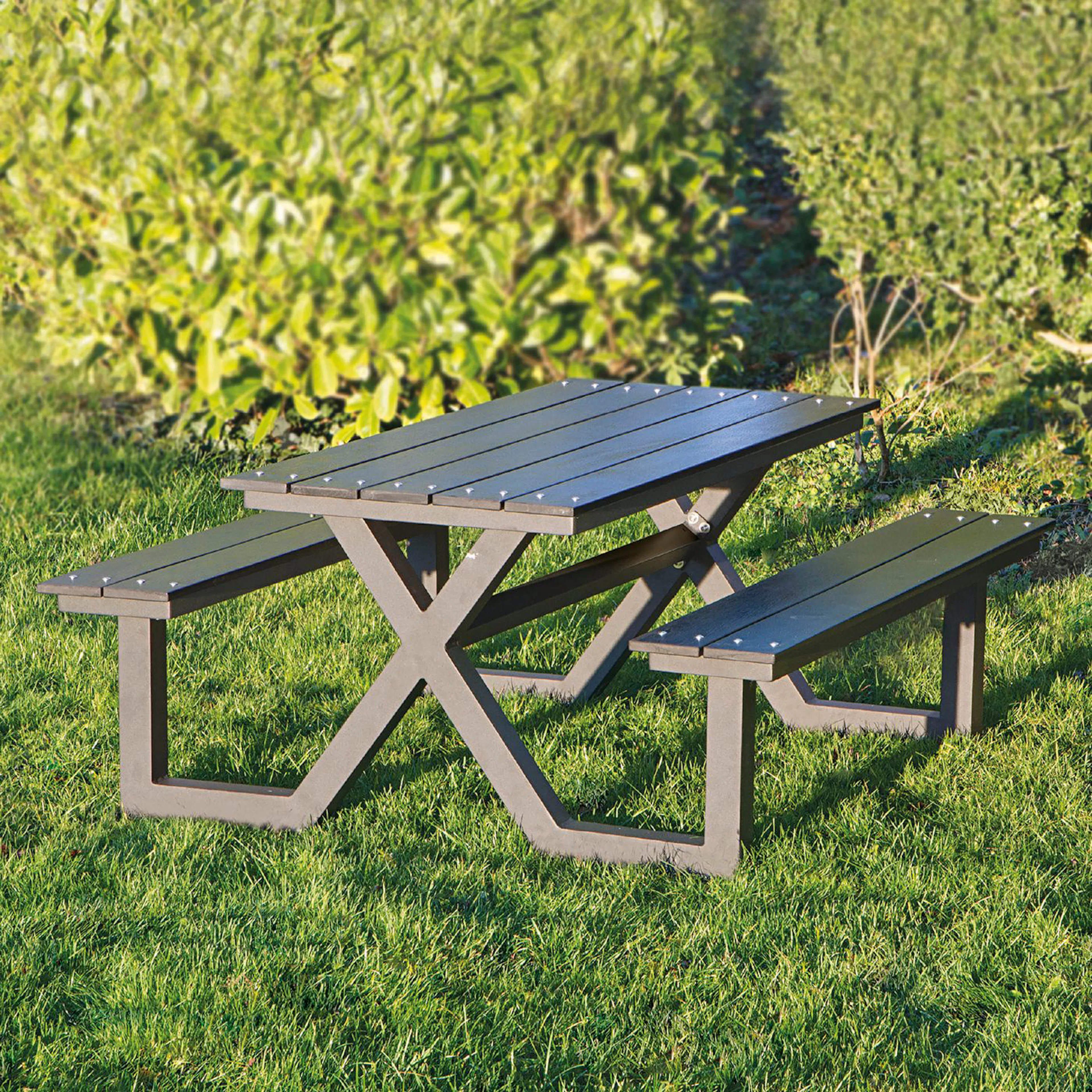 Picknickbord Barn Hortus X-Modell Svart Antracit Plywood Barnbord Ute