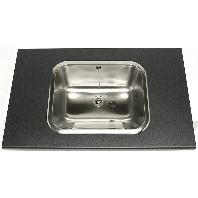 Tvättlåda Nimo TL50 För Inbyggnad Rostfri med Bräddavlopp & Ventil