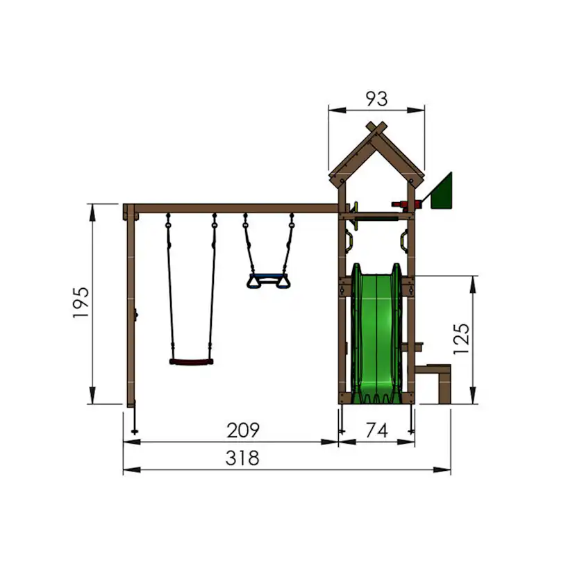 Lektorn Jungle Gym Totem Inkl Gungmodul & Blå Rutschkana