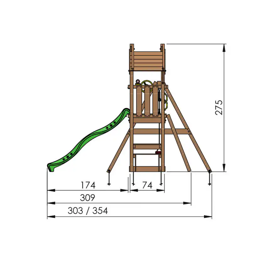Lektorn Jungle Gym Totem Inkl Gungmodul & Blå Rutschkana
