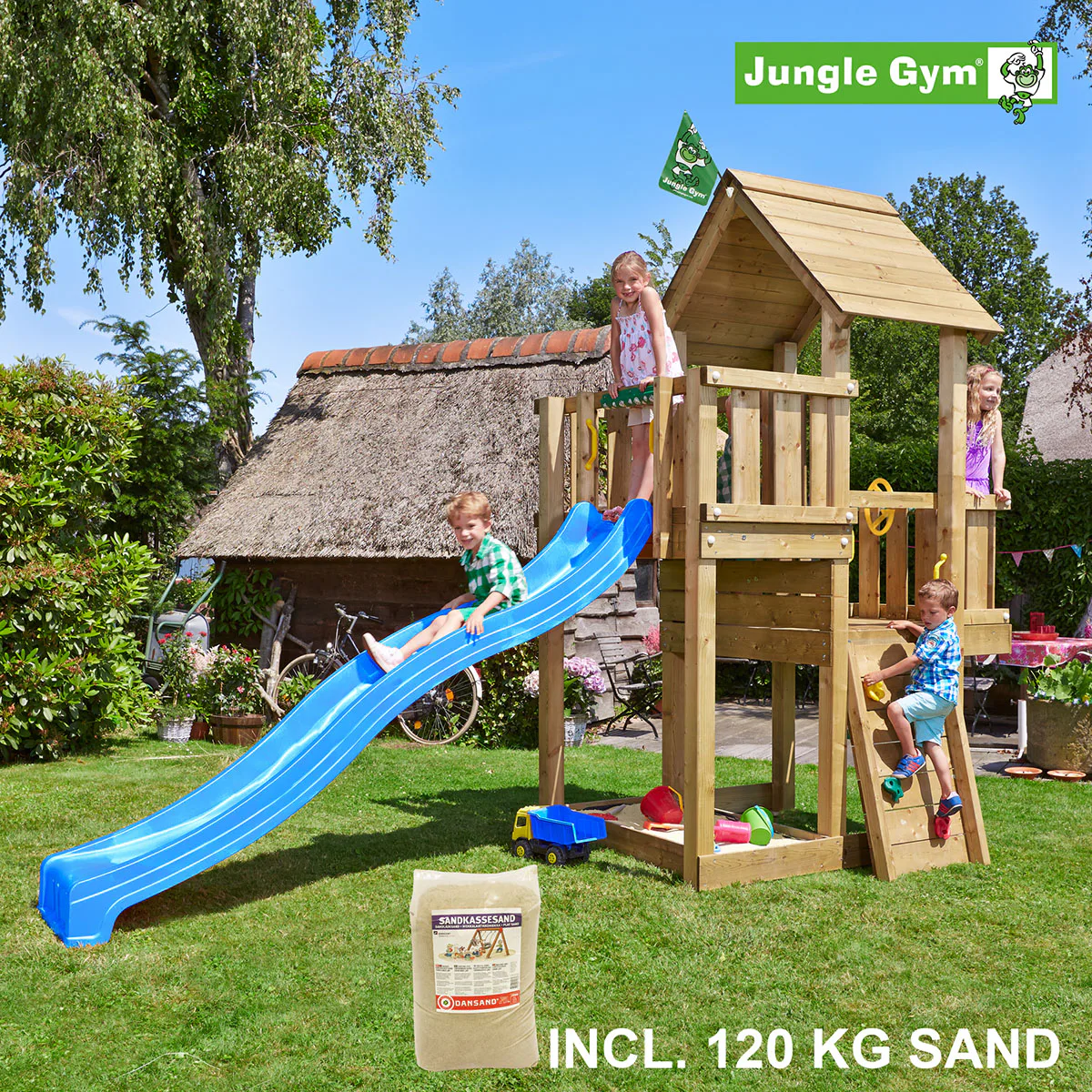 Lektorn Jungle Gym Cubby Komplett Inkl 120 kg Sand och Rutschkana