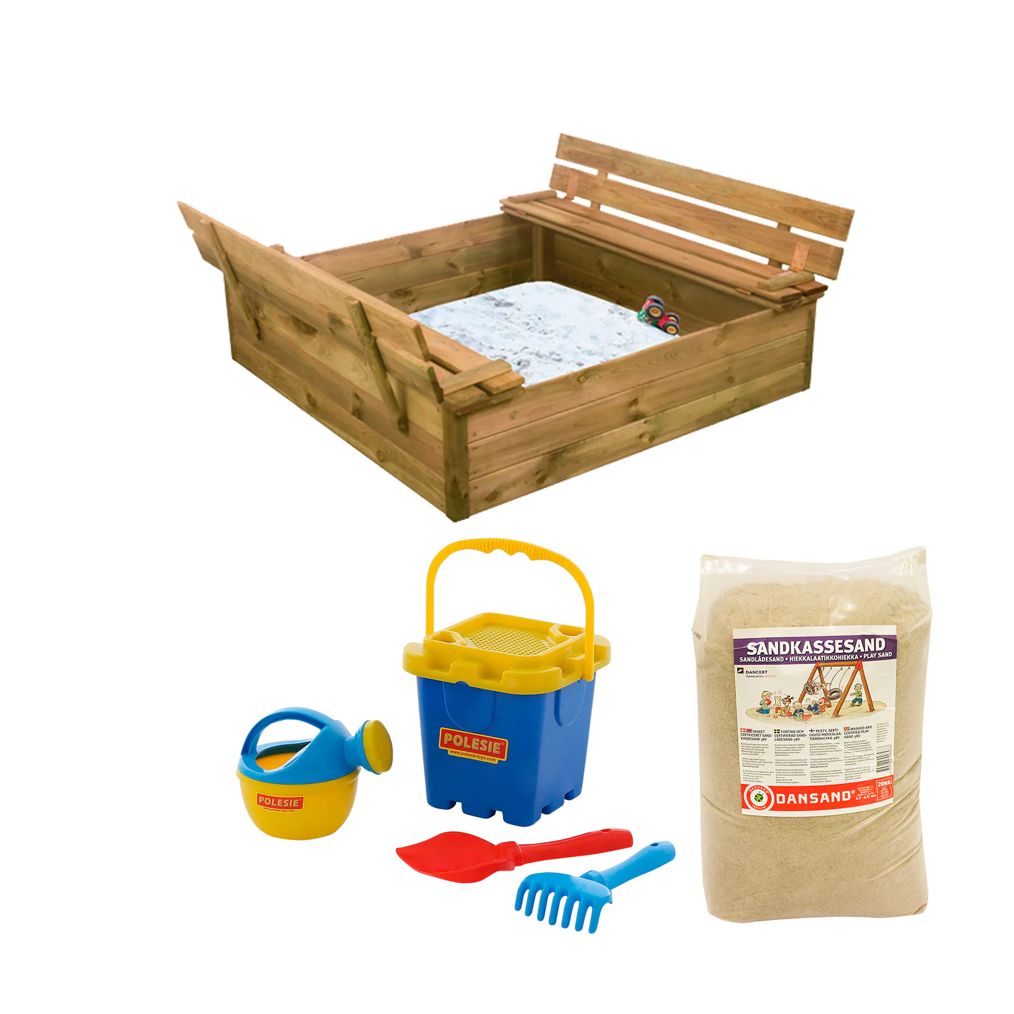 Sandlåda Nordic Play Vipplock och Bänk inkl Sand och Strandset