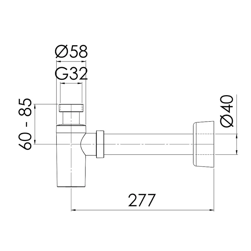 Vattenlåssats Purus Design Vägg G32xØ40 Krom