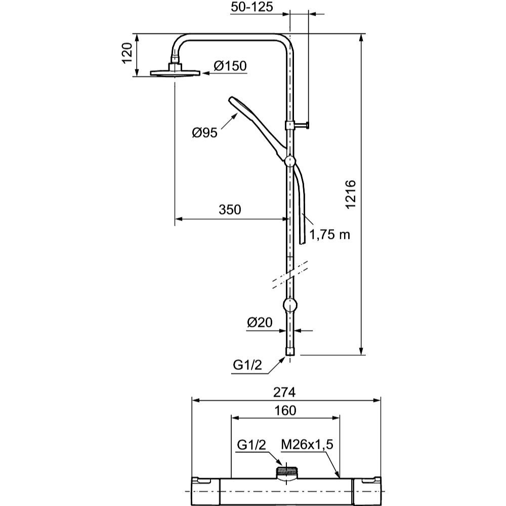 Takduschset Mora Cera Shower System Kit