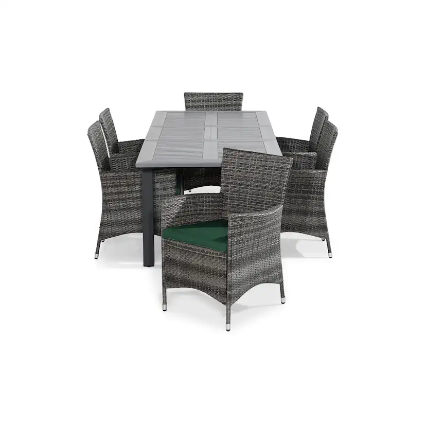 Trädgårdsgrupp Comfort Garden Monaco Förlängningsbar Matgrupp inkl 6 Thor Fåtöljer m Dyna