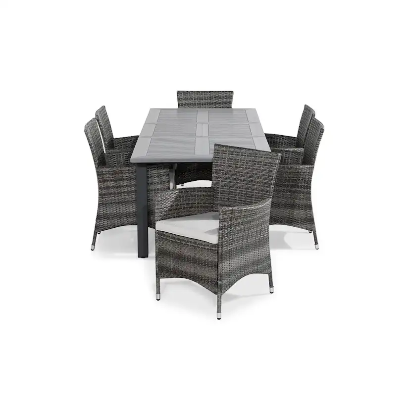 Trädgårdsgrupp Comfort Garden Monaco Matgrupp Utomhus 152-210x90 + 6 Thor Fåtölj m Dyna