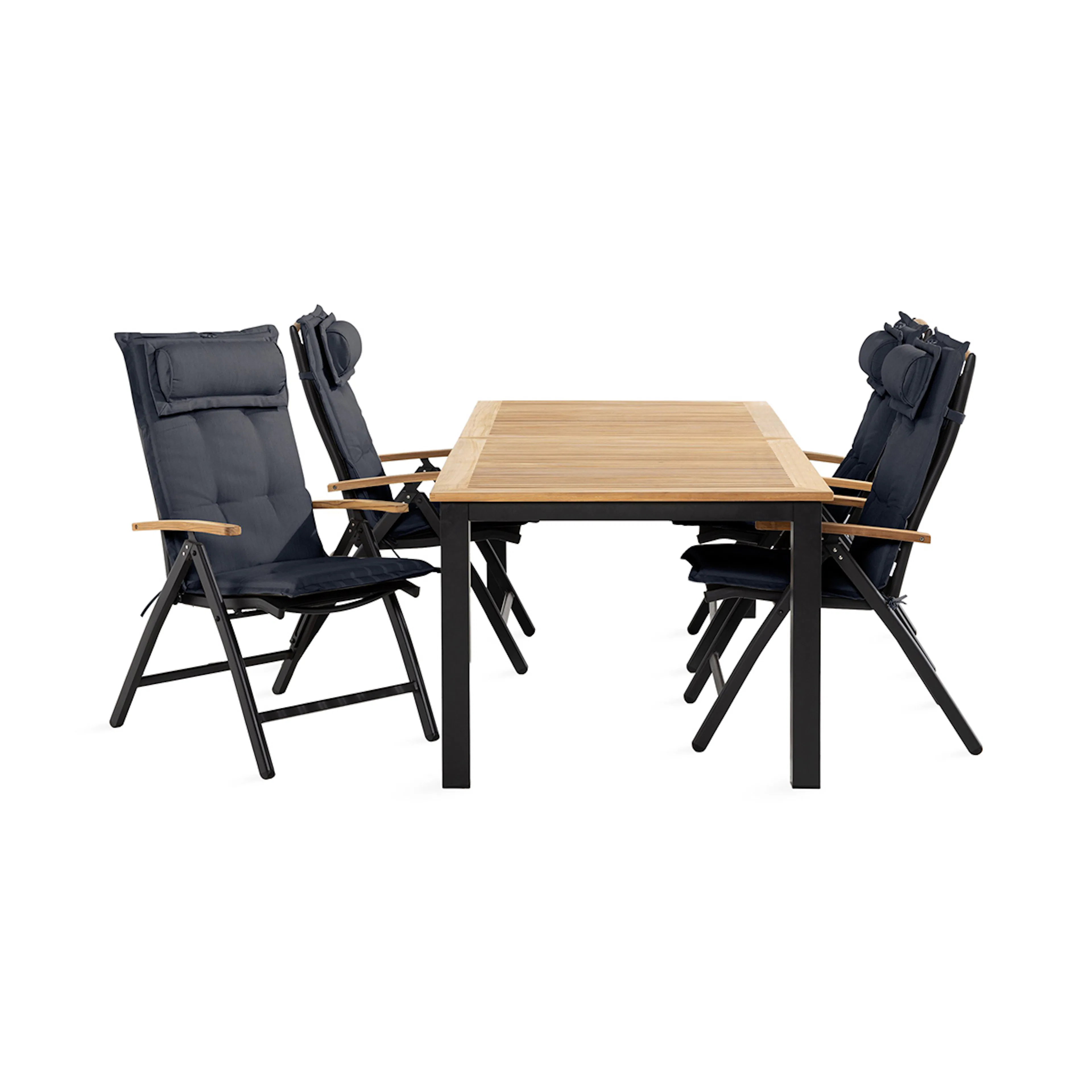Trädgårdsgrupp deNoord Las Vegas Matgrupp Utomhus 90x152-210 + 4 Stolar m Dyna