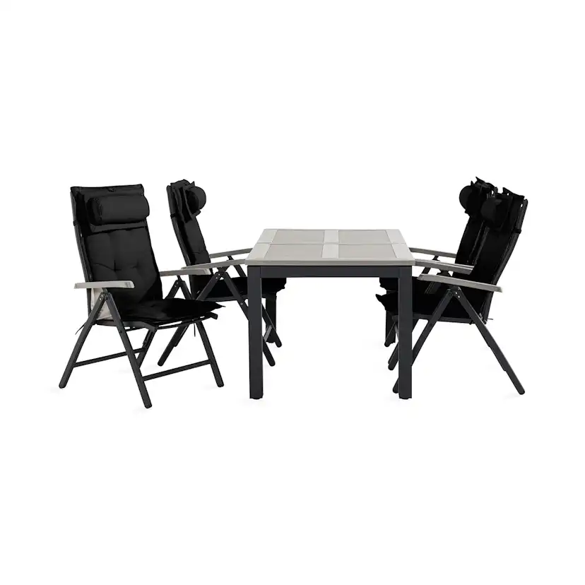Trädgårdsgrupp Comfort Garden Monaco Matgrupp Utomhus 90x152-210 + 4 Positionsstolar m Dyna
