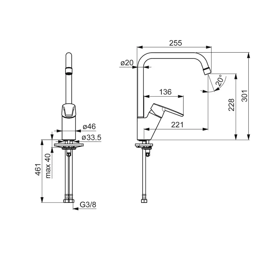 Köksblandare Oras Saga 3933F Engreppsblandare Krom Svängbar Pip