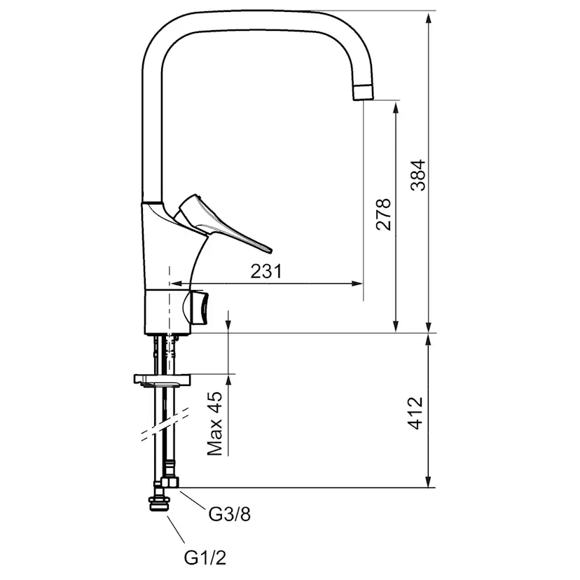 Köksblandare Standard FM Mattsson 9000XE U-Pip Krom