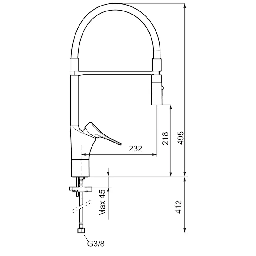 Köksblandare Standard FM Mattsson 9000XE med Flexi-pip och Handdusch i Krom