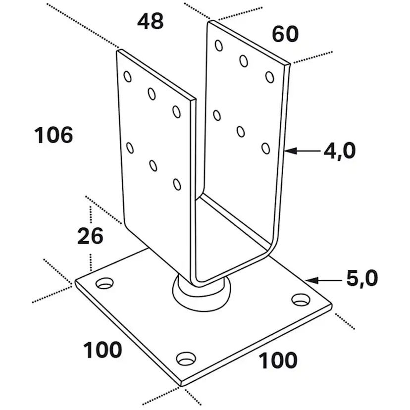 Stolphållare FAST CSUF 48x60 mm