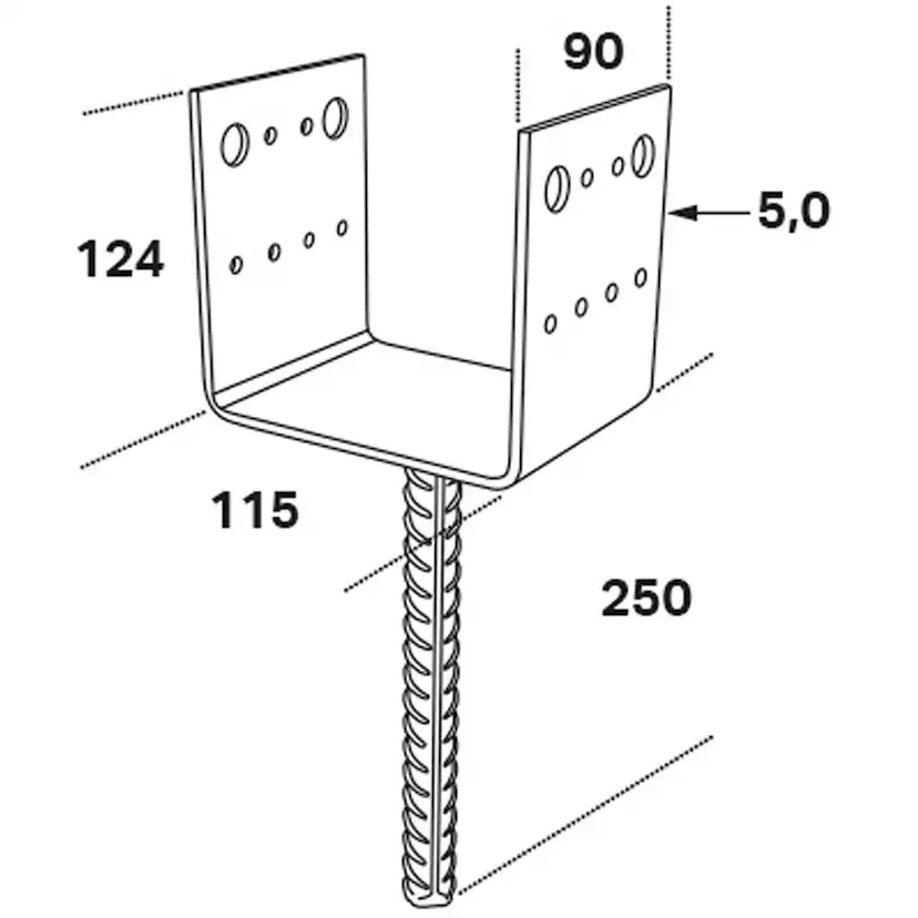 Stolphållare FAST CSU 115x90x5 mm CE