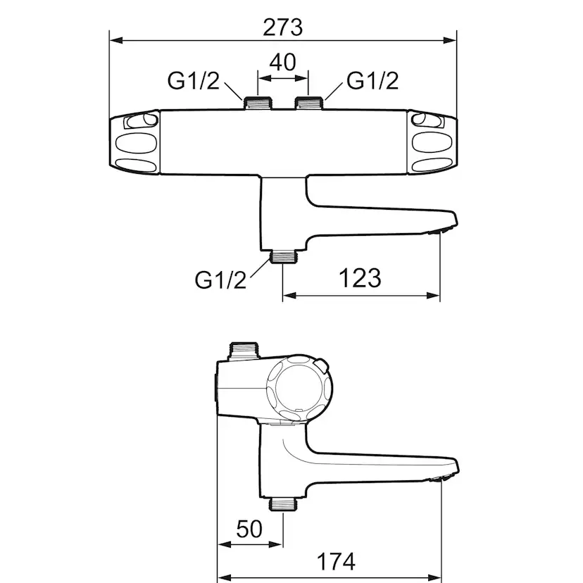 Badkarsblandare FM Mattsson 9000XE 40 cc med Inlopp Uppåt