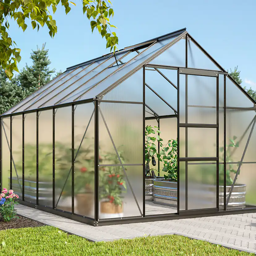 Växthus Vitavia Merkur 9900 6mm Polykarbonat Svart Med Sockel