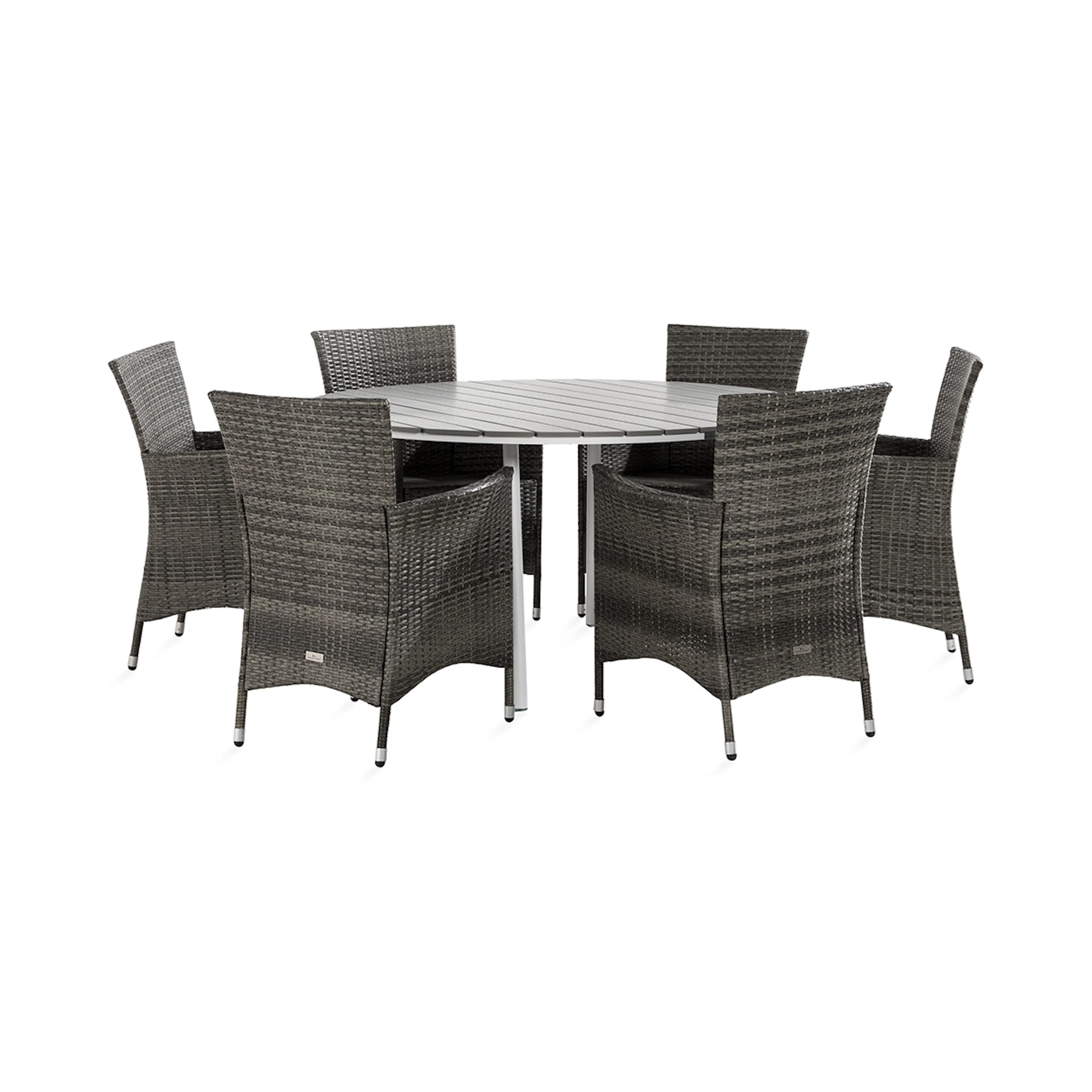 Trädgårdsgrupp Comfort Garden Tunis Matgrupp Utomhus 140 Rund + 6 Thor Fåtölj