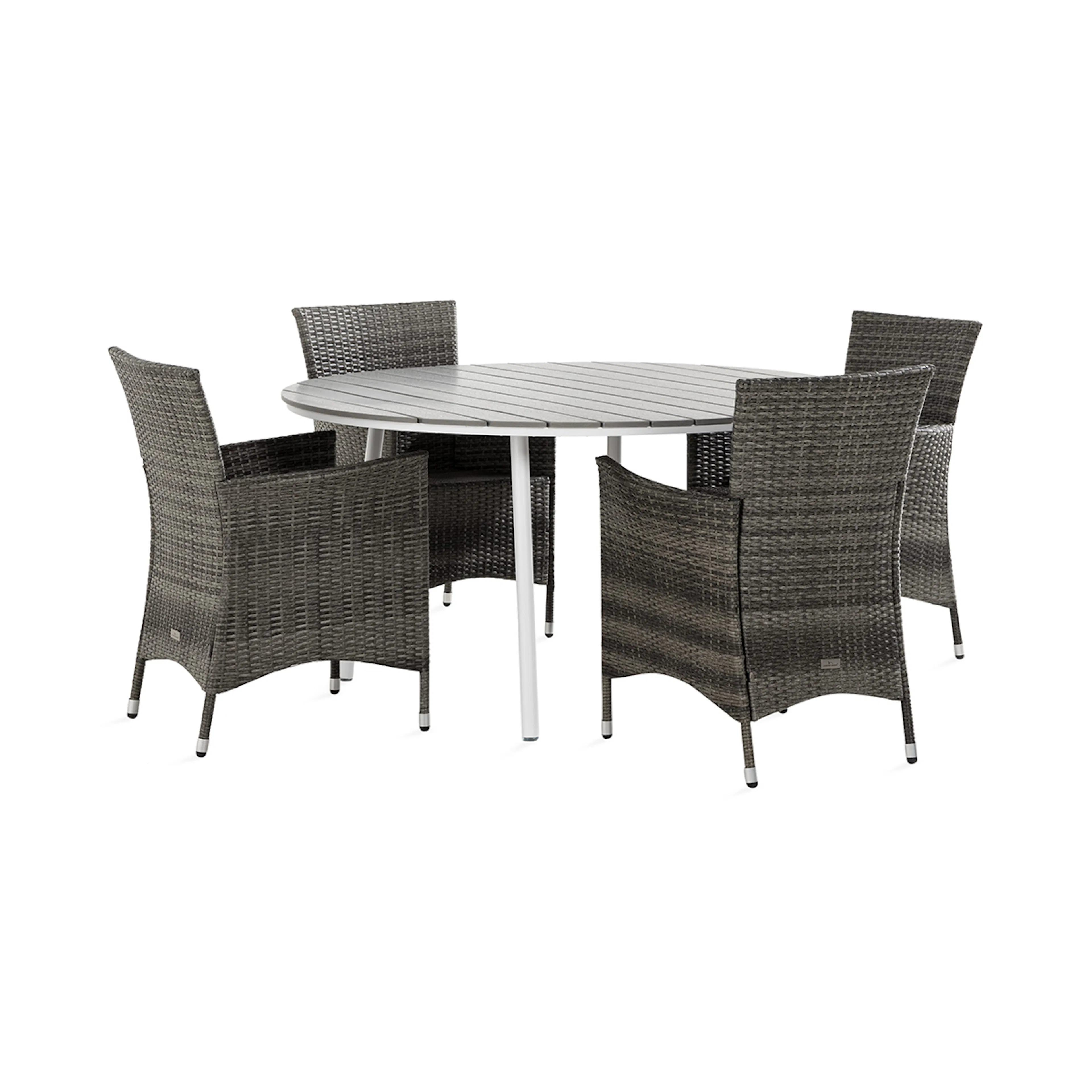 Trädgårdsgrupp Comfort Garden Tunis Matgrupp Utomhus 140 Rund + 4 Thor Fåtölj