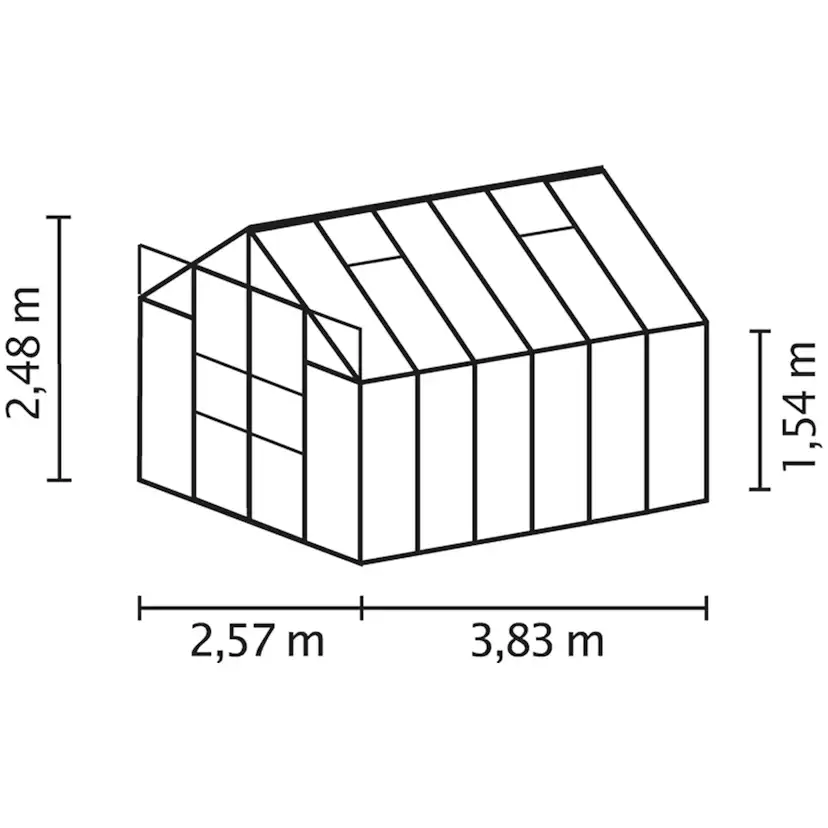 Växthus Vitavia Uranus 9,9 med Sockel och 2 Fönsteröppnare