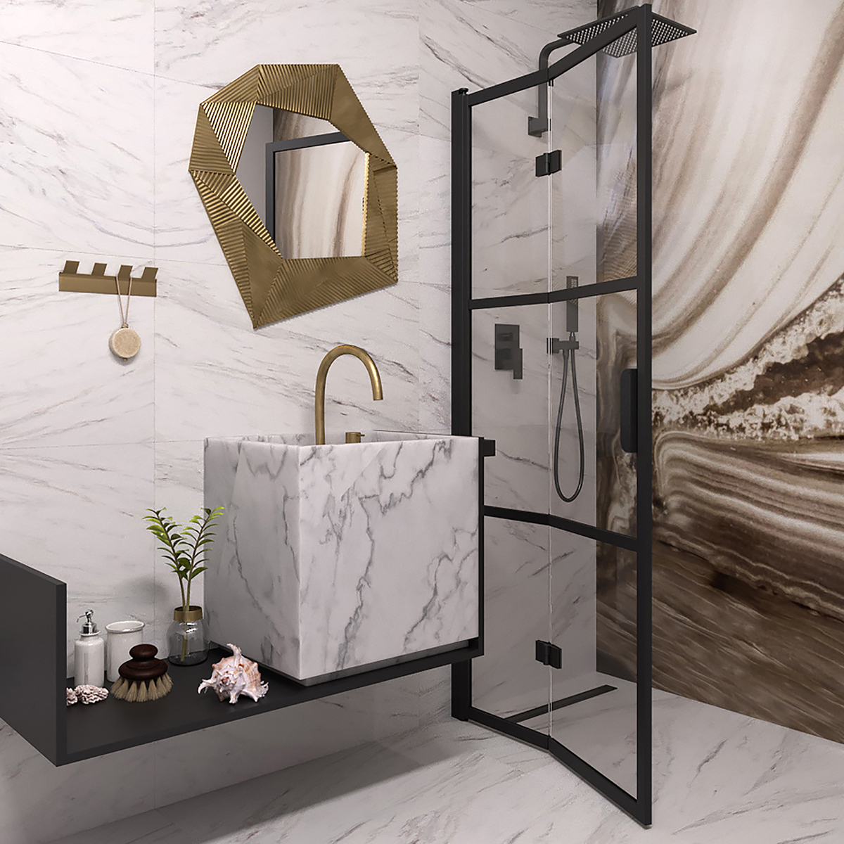 Duschdörr Hietakari Bläk 882 Tokyo Vikbar