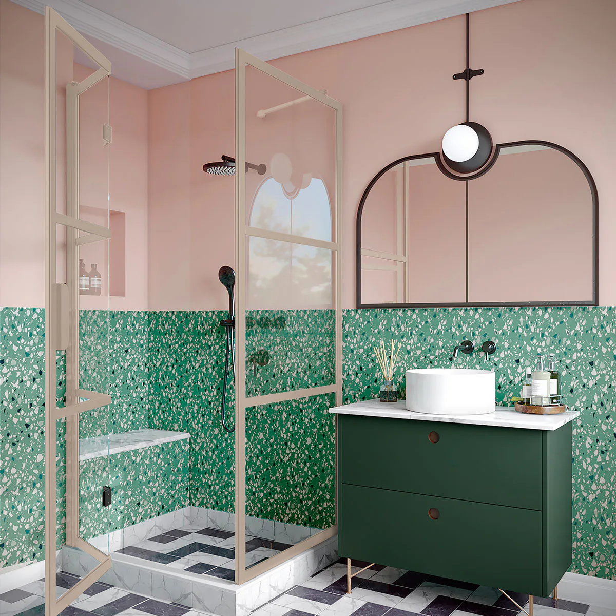 Duschhörn Hietakari Bläk 888 Tokyo Fast Vägg och Vikbara Dörr