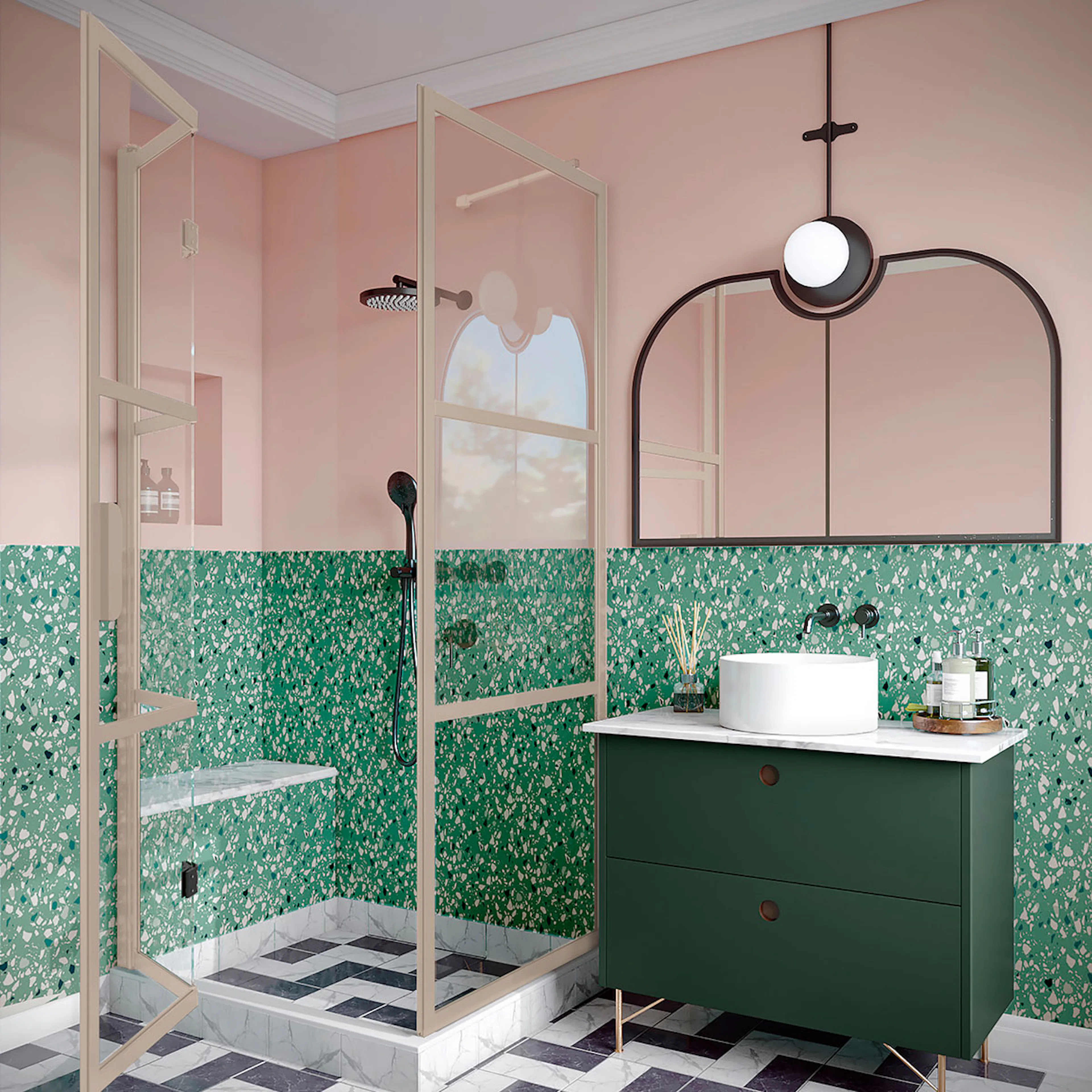 Duschhörn Hietakari Bläk 888 Tokyo Fast Vägg och Vikbara Dörr