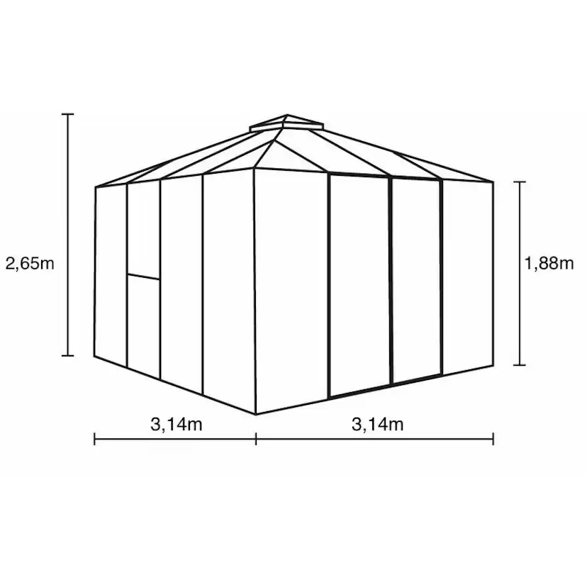 Växthus Vitavia Fortuna Svart Aluminiumstomme med UV-Skyddade Polykarbonatfönster & Härdat Glas, 10,2 m²