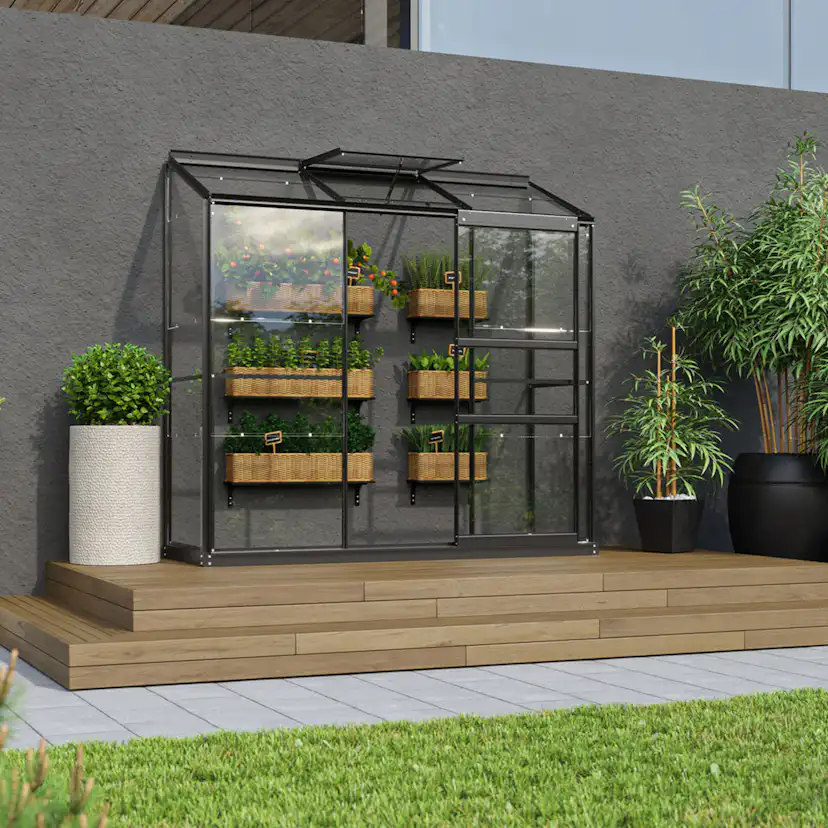Litet Växthus Vitavia Ida 1300 med Delat Glas och Sockel