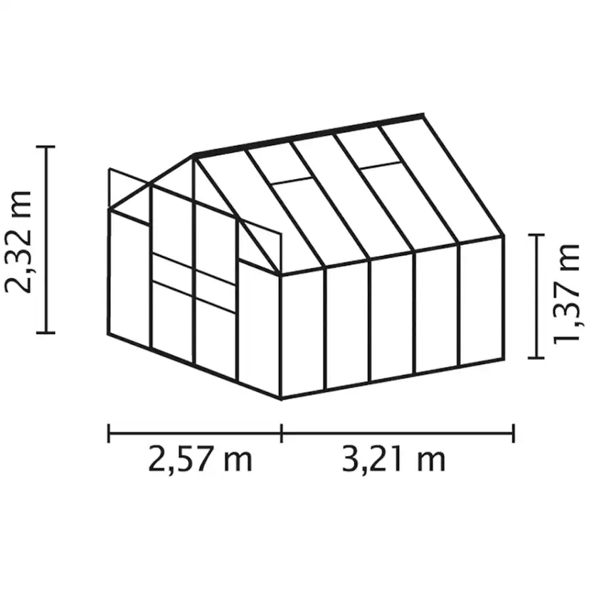 Växthus Vitavia Mars 8300 3mm Härdat Glas Svart