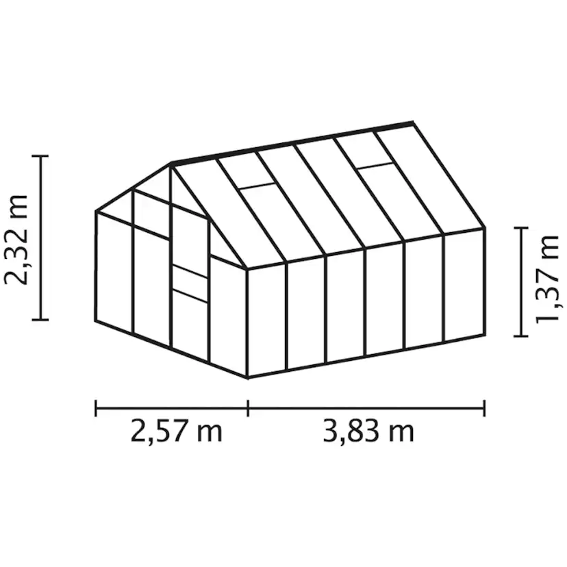 Växthus Vitavia Merkur 9,9 kvm med Stålsockel