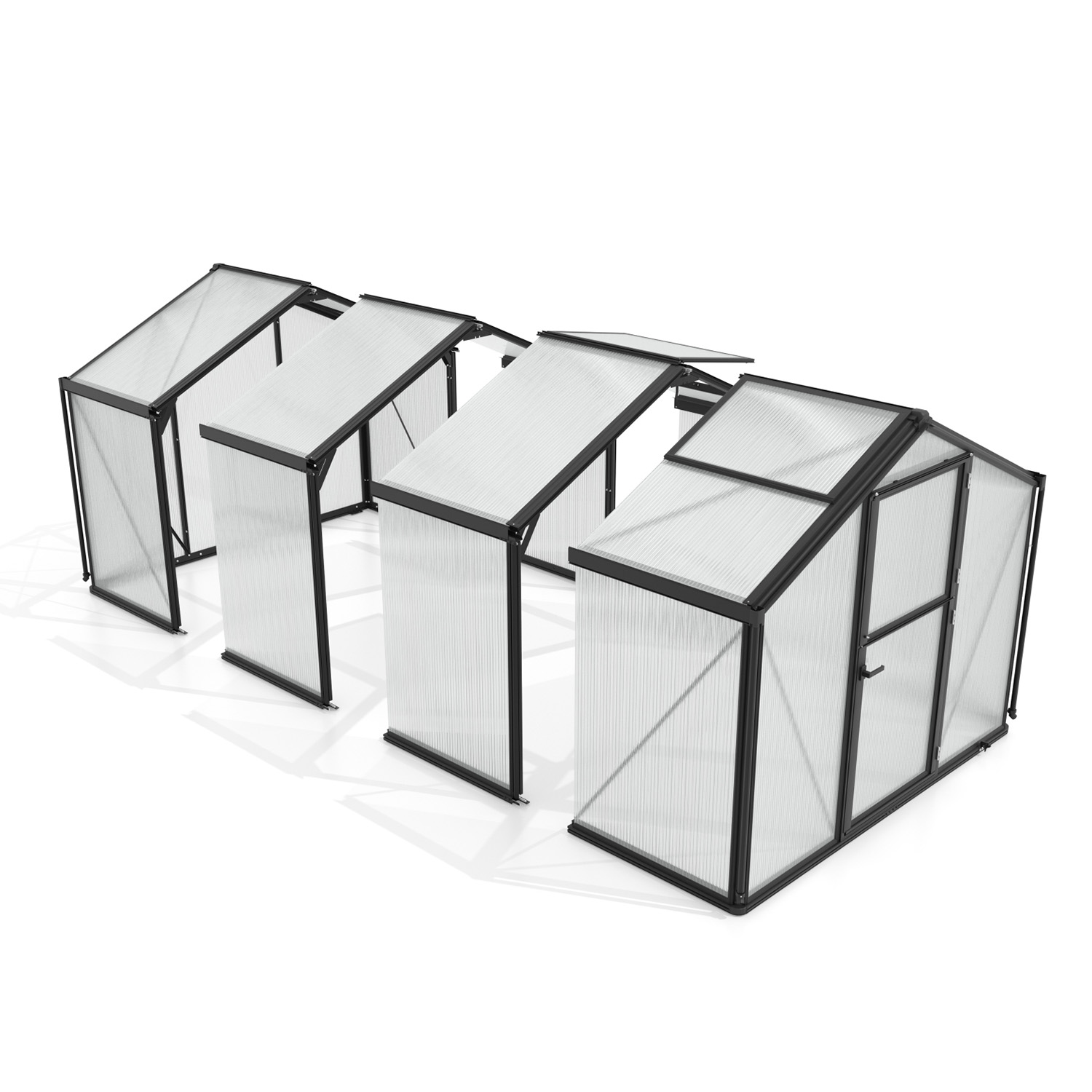 Tillbyggnad Vitavia Deimos Till Växthus Svart 3mm Härdat Glas / 10 mm Polytak