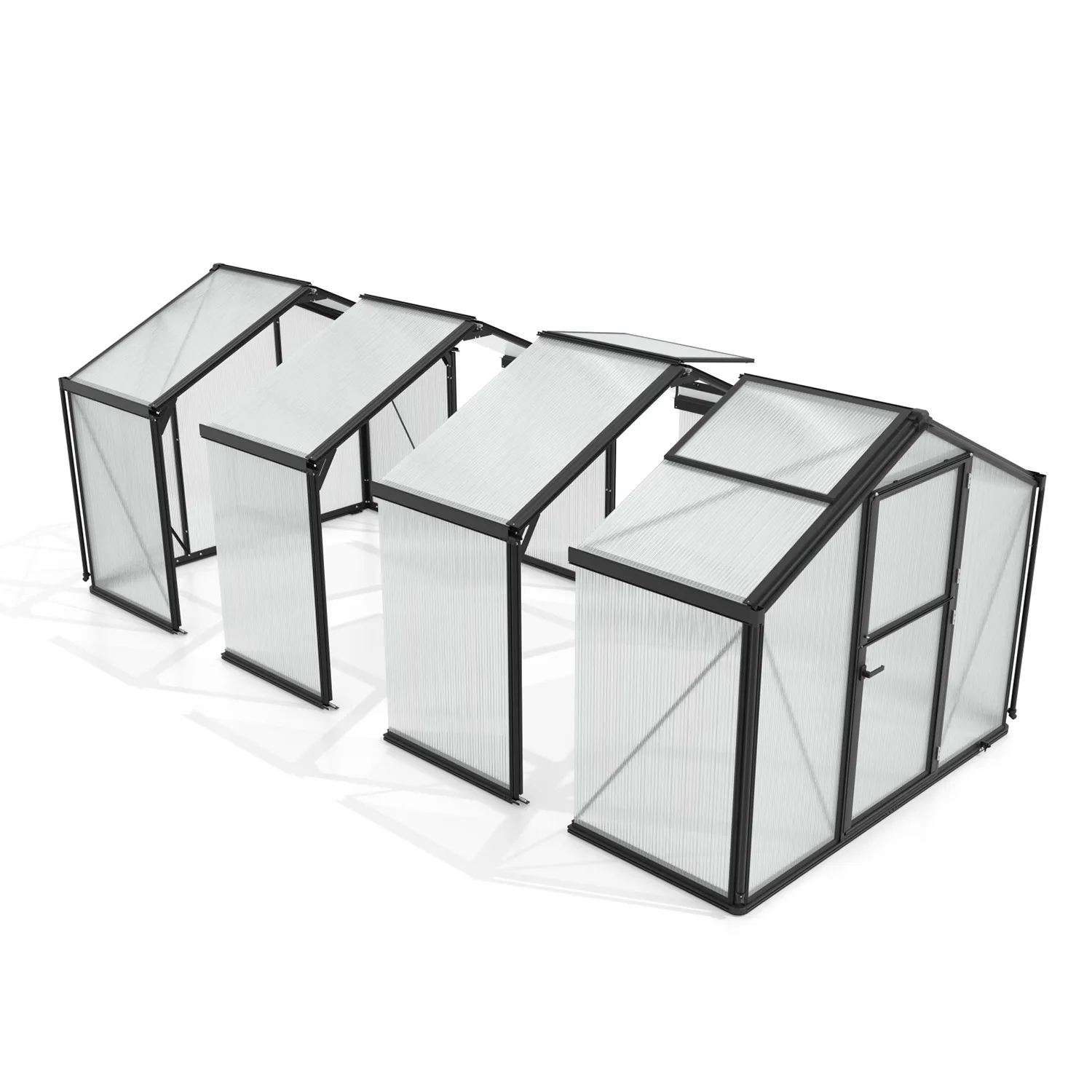 Tillbyggnad Vitavia Deimos Till Växthus Svart 3mm Härdat Glas / 10 mm Polytak