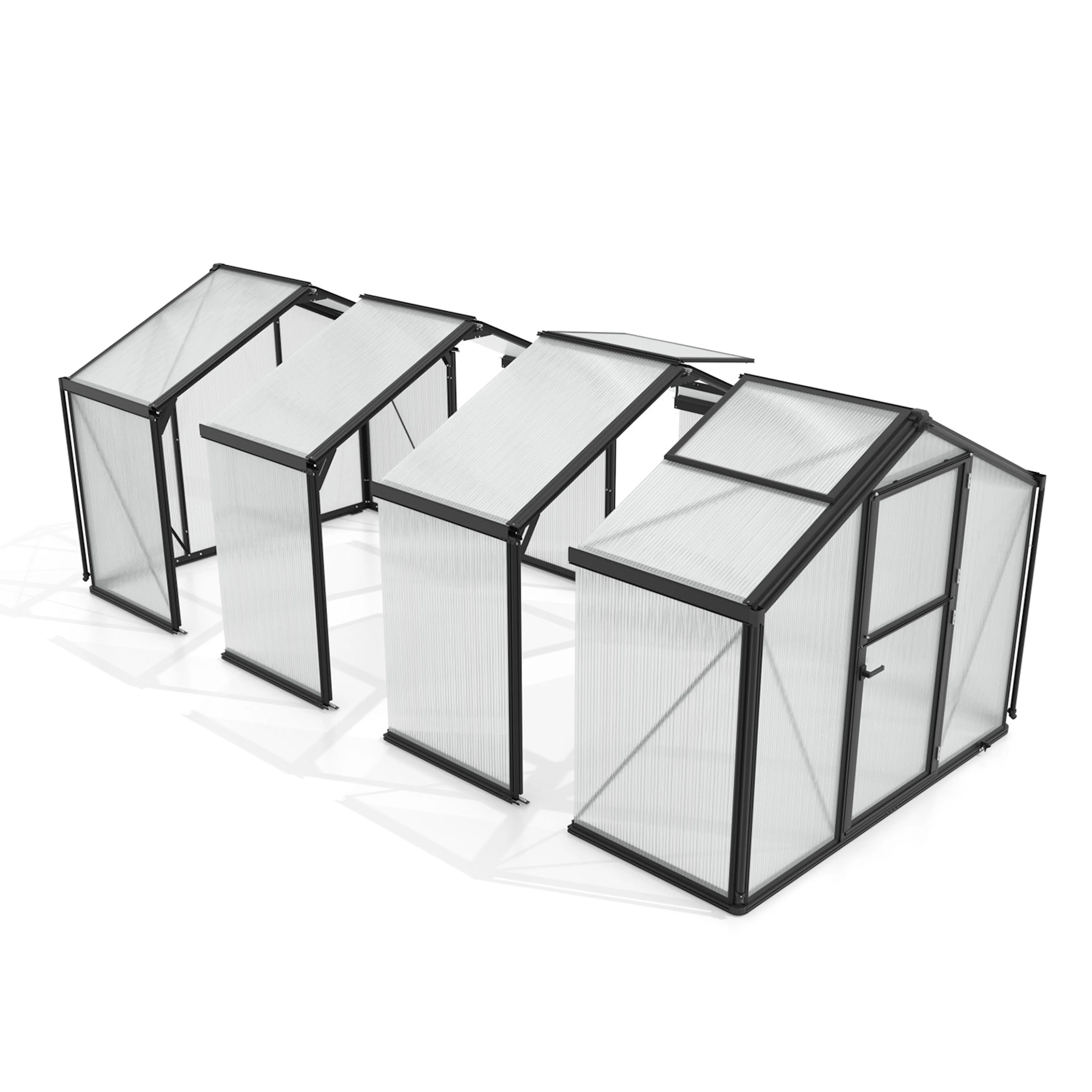 Tillbyggnad Vitavia Deimos Till Växthus Svart 3mm Härdat Glas / 10 mm Polytak