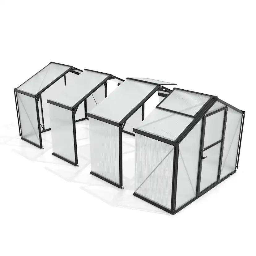 Tillbyggnad Vitavia Deimos Till Växthus Svart 3mm Härdat Glas / 10 mm Polytak