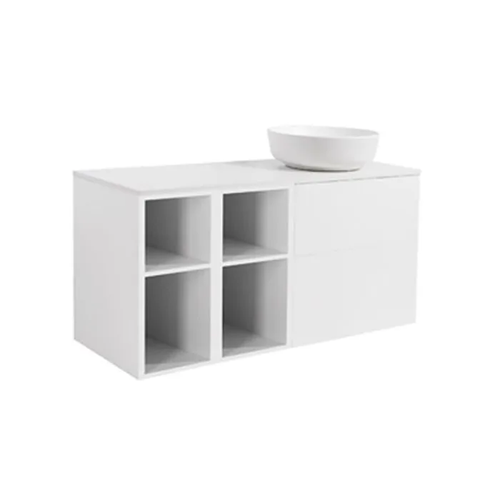 Tvättställsskåp Alterna Isella med Öppen Förvaring, Bänkskiva och Ovanpåliggande Tvättställ